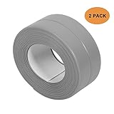 Tub and Wall Sealing Caulk Strip Wall and Corner Self Adhesive Peel and Caulk Strip Fixture Tape Caulk Sealer Tub Surround Waterproof Decorative Sealer Trim Pack of 2 (Grey)