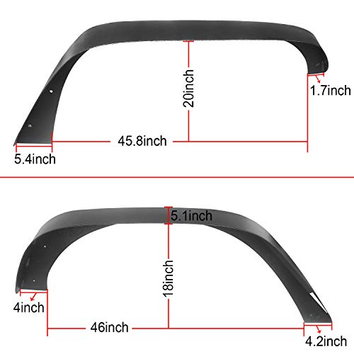 Hooke Road Steel Fender Flares For Jeep Wrangler TJ (1997-2006) – 4-Piece Set, Front & Rear, Black - View #2
