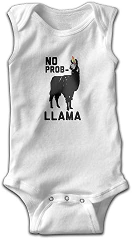 Honeykid Baby Girl Boy No Prob-llama Funy Llama Sleeveless Onesies Bodysuits White
