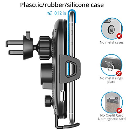 Wireless Car Charger, HAHAKEE Qi Wireless Charger Mount 2 in 1 Auto Clamp 10W Fast Charging Air Vent Cell Phone Holder for iPhone 11 Max XR X 8 Plus, Samsung Galaxy S10 S9 S9+ S8 Note 8 Note 9, LG V30