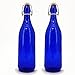 Modern Home 1L/34oz Culaccino Swing Top Round Glass Bottle - Smooth Cobalt Blue - Set of 2