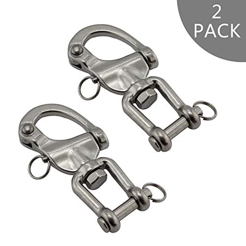 NRC&XRC Pair 2-3/4in(70mm) Jaw Swivel Snap Shackle 316 Stainless Steel for Sailboat Spinnaker Halyard &Diving - Thumbnail 7
