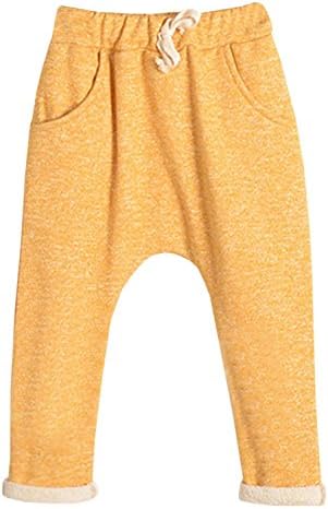 Little Boys Cotton Fleece Casual Drop Crotch Jogger Pants Yellow, 2-3 Years(2T-3T) = Tag 9#