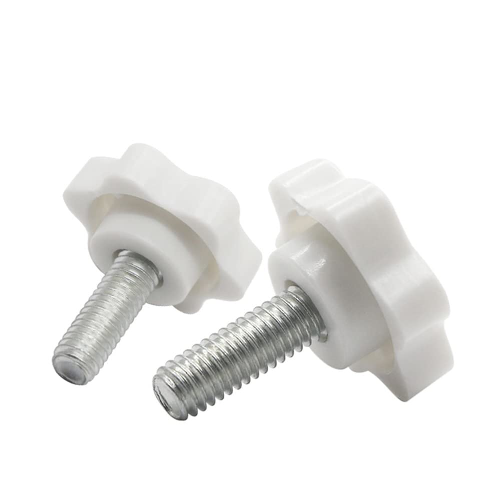 CONPHERON Star Handle Thumb Screws M5x45mm Threaded Knurled Thumbscrew Grip Knobs Clamping Screw White (10 Pack)