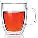 VARANO 12 oz Double Wall Insulated Glass Mug - Crystal Clear Cup For Tea, Coffee, Milk or Cold Drinks - Heat Resistant Layered Top Quality Lead Free Borosilicate Glass- Great Gift Thermal Mug (12 OZ)