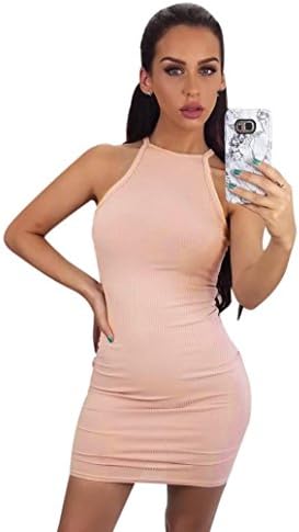 Oucan Women Sexy Summer Sleeveless Sling Dress Tight Soild Color Dress