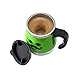 LEADNOVO Self Stirring Coffee Mug Electric Stir Stainless Steel Automatic Self Mixing Cup for Morning Office Travelling 450ml/15.2oz (Green)