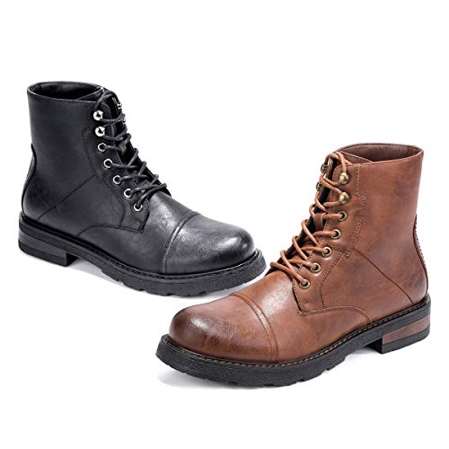 GM GOLAIMAN Winter Work Boots for Men-Lace Up Cap Toe Ankle Boot for Military Tactical Combat Hiking Motorcycle Brown 10