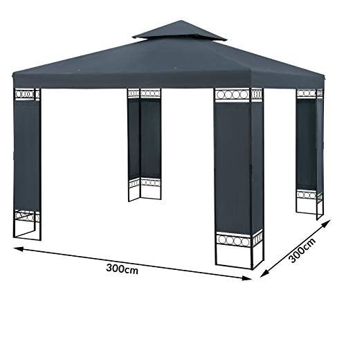 Casaria Pavillon Lorca 3x3m Metall Wasserabweisend UV-Schutz 50+ mit Seitenteile Stabil Gartenpavillon Modern Anthrazit – Bild 6