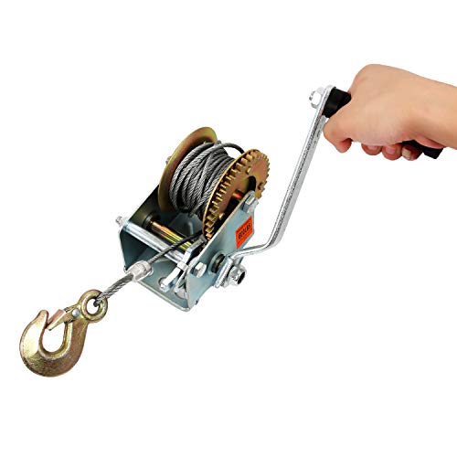 Heavy Duty Hand Winch 600 lbs Hand Crank Strap Cable Gear Winch Towing Winches ATV Boat Trailer (600 lbs) - Image 4