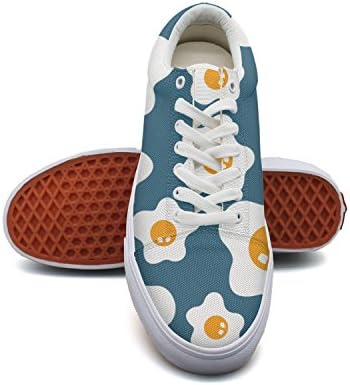 Fried Egg Love Fashion Canvas Sneakers For Womns 3D Printed Low Top Walking Shoes