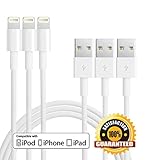 Inovat 3x USB Lightning Cable Data Sync Charger Cord for Apple iPhone SE,6s plus, 6s, 6 plus, 6, 5s, 5c, 5, iPad Air, iPad Mini, iPod Touch (White)