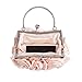 Emour Women Satin Rose Rhinestone Pure Color Handbag Evening Bags Wedding Handbags Carved Handle (Pink)