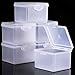 SATINIOR 6 Pack Clear Plastic Beads Storage Containers Box with Hinged Lid for Beads and More (3.85 x 3.46 x 2.75 Inch)