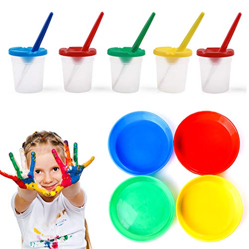 YZNlife 30 Pieces Kids Painting Brushes Sponge Drawing Set with Paint Bowls, Sponge Foam Brushes and Waterproof Apron for Children Doodle, Sharing Paints,Early Learning DIY Art Craft - Thumbnail 2