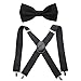 habibee Suspender and Bow Tie Set for Men Adjustable Braces with Y Back, Diverse Colors, Strong Clips (1, Black width 5cm)
