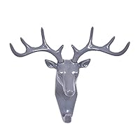 BILIKILI Decorative Hooks for Hanging Coats Adhesive Deer Head Self Adhesive Wall Over Door Hanger Bag Keys Clothes (1718.5cm, Gray)