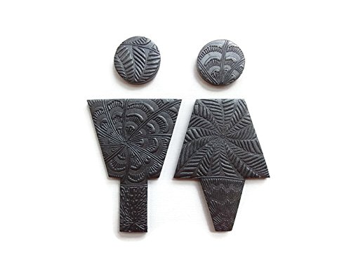 Restroom Door Signs, Dark Metallic