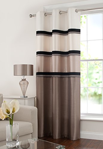 GYROHOME Vienna Faux Silk Grommets Top Fully Lined Readymade Curtain 1 Panel (Natural, 54Wx108L)