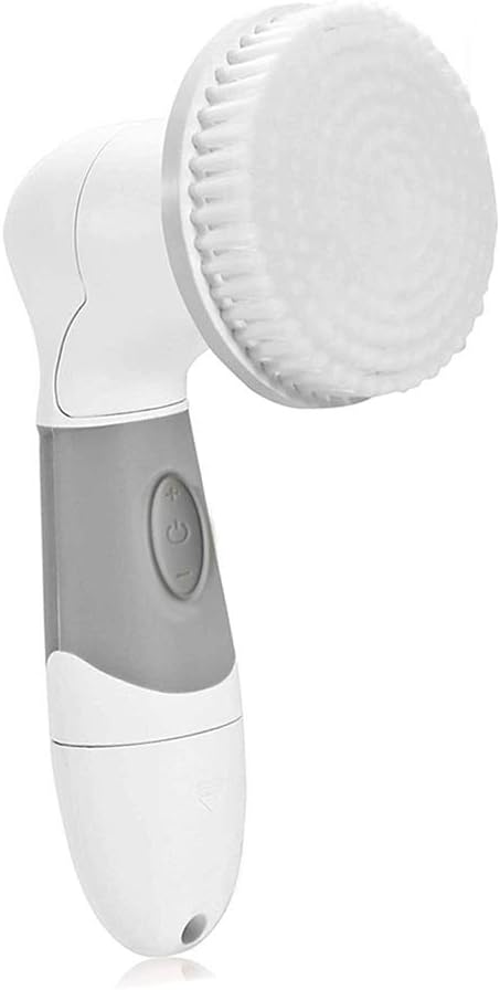 Facial Brush Waterproof 4 in 1 Facial Cleansing Brush Electric Body Skin Cleansing System Face Cleaner Brush for Blackheads, Gentle Exfoliating, Deep Cleansing and Acne (Grey)