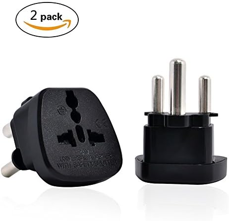 South Africa Travel Adaptor Suitable for UK to South Africa Swaziland Lesotho Mozambique Namibia Botswana 2 Pack.