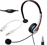Voistek Wired Cell Phone Headset with Noise Canceling Boom Mic & Adjustable Headband for iPhone Samsung LG HTC Blackberry Huawei ZTE Mobile Phone & Most Smartphones with 3.5mm Headphone Jack (K10J35)