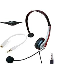 voistek Wired voistek Wired Teléfono celular con micrófono de brazo cancelación de ruido y diadema ajustable para iPhone,,, HTC Blackberry HUAWEI ZTE teléfono celular y Smartphones con Jack de auriculares