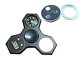 Fidget Spinner Light Up Compass Clock LED Flash Hand Spinner 3 in 1 Focus Toys Hybrid Ceramic Bearing Ultra Durable (black)