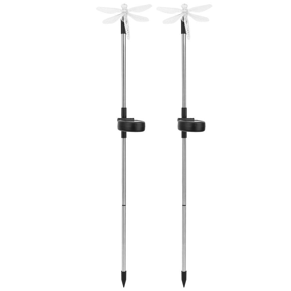 Atyhao Pathway Lights, 2Pcs/Set Unique Dragonfly Solar LED Lawn Light Color Changing Garden Stake Light Decoration