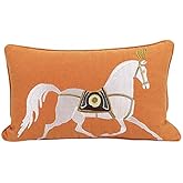 Croker Horse 12x20'' inches Orange Embroidered Horse Throw Pillow Cushion Covers - Modern Fashion Style Couch Sofa Pillow for Living Room Sofa Bedroom