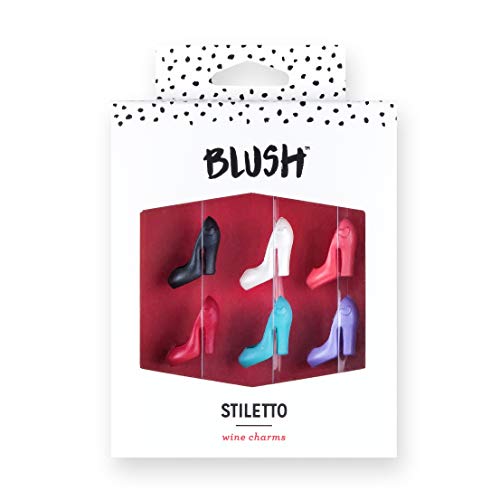 Blush 3599 Stiletto Wine Charms, Set of 6, Metallic, Multicolor