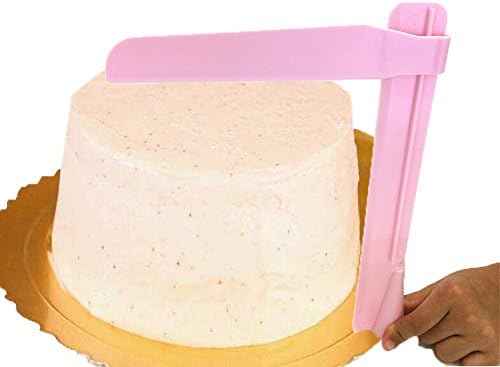 Anroll Adjustable Fondant Cake Edge Smoother Scraper Tool Plastic Butter Cream Decor (Pink)