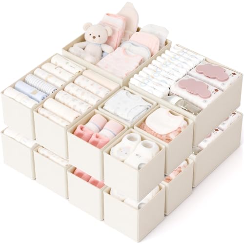 Drawer Organizer, 16 Pack Baby Dresser Organizer for Nursery, Foldable Closet Organizers