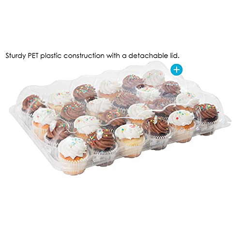 Houseables 24 Cupcake Boxes, Plastic Compartment Containers, 5 Pk, Clear, PET, w/Lid, Detachable
