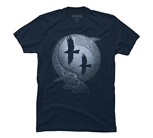 Design By Humans Odin's Ravens Men's Medium Navy Graphic T Shirt