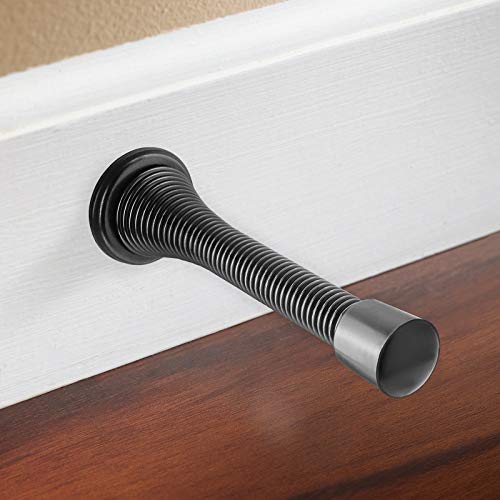 Cauldham 10 Pack Heavy-Duty Spring Door Stop - 3-1/8" Flexible Stopper with Rubber Bumper - Matte Black - Thumbnail 4
