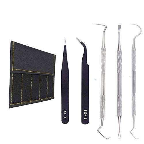 Vinyl Weeding Tools Kit, Uddiee Stainless Steel Weeding Tools Craft Set for Weeding Vinyl -Work with Cricut, Cameos,Silhouettes, Cameos, Lettering (5 Packs)