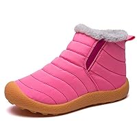 Zefani Kids Waterproof Snow Boots Winter Anti-Slip Fur Lined Outdoor Warm Shoes Pink 3.5 M US Big Kid
