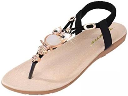Bohemian Beaded Sandals Clip Toe Sexy Sandals Fashion Ladies Shoes Black 10