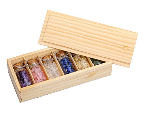 JOVIVI-6-Mini-Healing-Crystals-and-Gemstones-Glass-Bottles-Tumbled-Crushed-Chips-Stones-Set-with-Wooden-Box-for-Reiki-Chakra-Balancing-Meditation-Wicca-Wish-Luck-DecorationDIY-Jewelry-Making