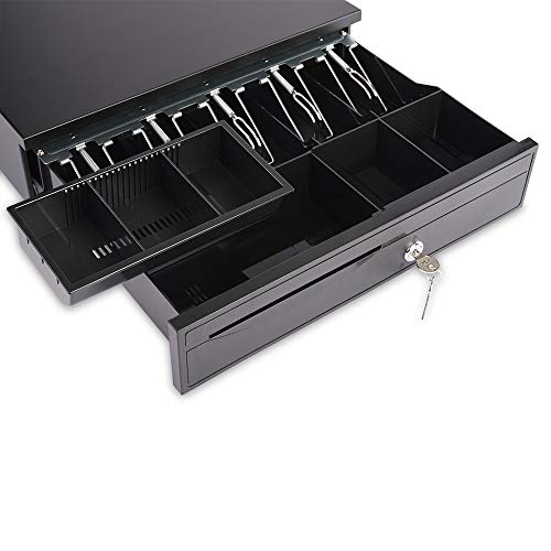 Apelila POS Cash Register Drawer with Removable Coin Tray, 5 Bills and 5 Coins Supermarket, Shop, Department Store, Drugstore,Black