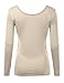 Doublju Women Basic Designed Scoop Neck and Back Button Point Long Sleeve T-Shirt