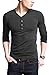Neonysweets Mens Long Sleeve Henley Shirts 2 Packs Black Grey Size L