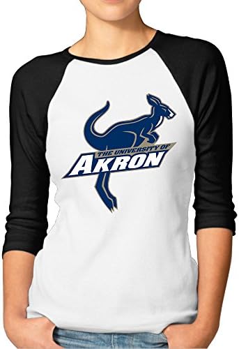 ElishaJ Women's Raglan Tee Baseball Shirt University Of Akron Black Size XXL