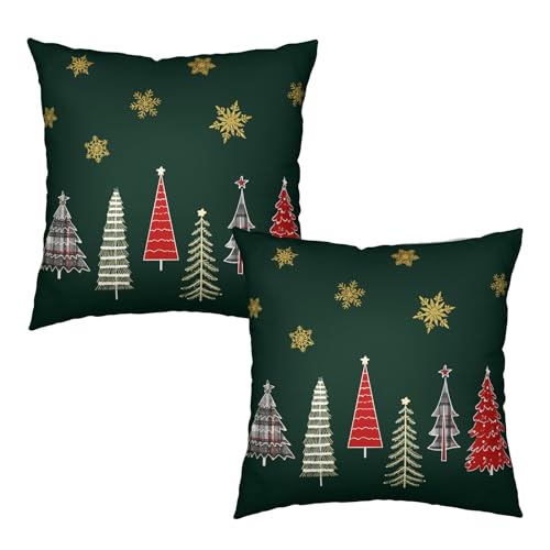 Wnoesat Christmas Pillow Cases 20x20 Dark Green Christmas… at Amazon