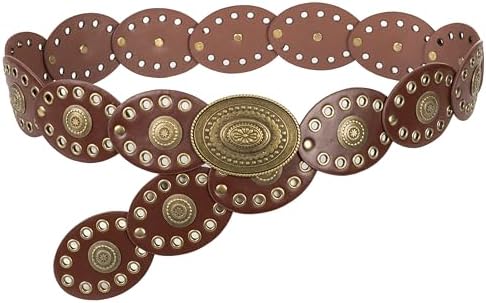 Wide Boho Disc Concho Leather Link Belt - 3.5 inch Beltiscool 3 1/2 main image 4