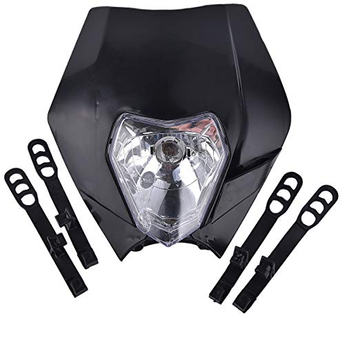 Universal 12V 35W Motorcycle Supermoto Halogen Headlight Indicator Fairing Lampshade for KTM IC4 620 KTM EXC Suzuki RM RMZ Honda XR Dirt Bike Motor Black