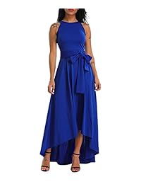 Alinemyer Vestido de mujer + cárdigan + cinturón Halter sin mangas Swing Maxi Dress