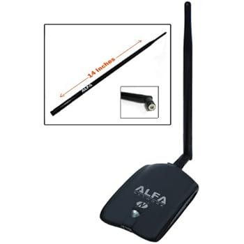 Alfa AWUS036NHA High Gain Wireless B/G/N USB Adaptor - Long-Rang Wi-Fi Network Adapter With 5dBi and 9dBi Antenna for Wardriving & Range Extension - Windows XP / Vista 64-Bit /128-Bit Windows 7 Compatible - Atheros Chipset