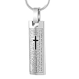 constantlife Cremation Necklace Cremation Jewelry 30mm Lord's Prayer Stainless Steel Polished Cube Cremation Pendant Memorial Ashes Keepsake Urn Necklace Eternity Ash Keepsake Urn Pendant Necklace